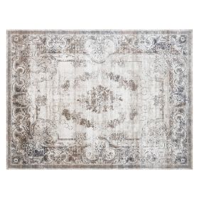 8x10 Boho Area Rug, Machine Washable Carpet For Living Room, Bedroom, Dining Room, Kitchen, Home Office, Brown
