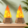 2pcs Flickering Flame Lamp USB Rechargeable 3D Fake Fire Night Light Realistic Flame Effect Camp Lights Decoration for Home Garden Halloween Christmas