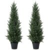 2 Pack 3 ft Outdoor Artificial Topiary Cedar Plants Fake Tree UV Rated Potted Plants for Porch Decor Faux Pine Tree for Perfect Housewarming Gift