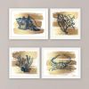 Trendy Decor 4U 4-PC Vignette Gold Sea Collection White Framed Wall Art for Living Room, Bedroom Wall Art Print for Home Decor by Bluebird Barn
