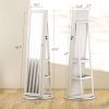HOMCOM 360Â° Swivel Jewelry Armoire, Lockable Jewelry Cabinet with Full-Length Mirror, Storage Shelves, White