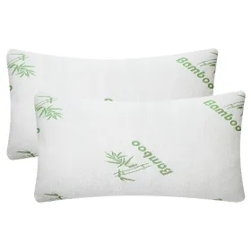 2Pcs Bamboo Memory Foam Pillow Hypoallergenic Bed Pillow For Head Neck Rest Sleeping Shredded Pillow Washable Cover Queen Size Pillow (Option: 2Pcs-KingSize)
