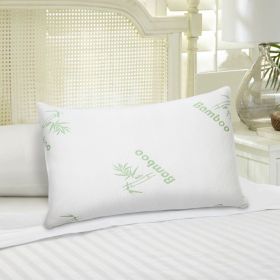 2Pcs Or 1Pcs Bamboo Memory Foam Pillow Hypoallergenic Bed Pillow For Head Neck Rest Sleeping Shredded Pillow Washable Cover Queen Size Pillow (Option: Queen-1Pc)