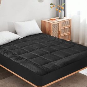 Solid-color embossed mattress bedspread,  Full size (Color: Black)