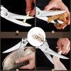 "Professional Kitchen Scissors Set - Industrial Strength German Steel with Rebound Mechanism - Cuts Bones & Veggies"